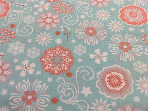 Fabric Aqua And Coral Floral Fabric By The Yard Quilt