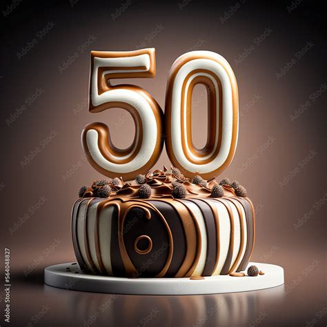 Birthday cake 50th birthday. Generative AI Stock Illustration | Adobe Stock