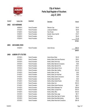 Fillable Online Ftp Co Dekalb In Parks Dept Register Of Vouchers City