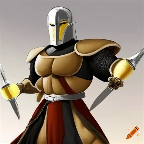 Fusion Of Nappa And Qui Gon Jinn As A Knight In Armor On Craiyon