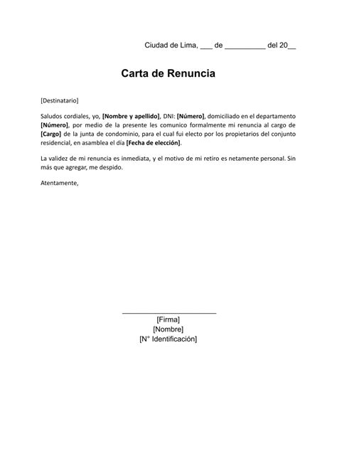 Carta De Renuncia A Junta De Condominio Ejemplos