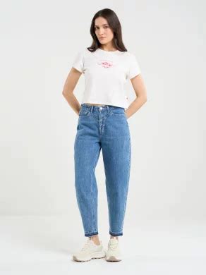 Jeansy Damskie Mom Jeans Marmurkowe Niebieskie Ria 244 KOLOR