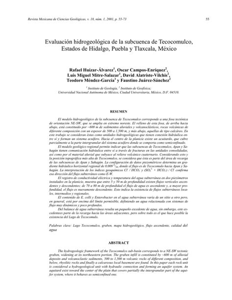 Evaluaci N Hidrogeol Gica De La Subcuenca De Tecocomulco