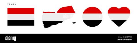 Yemen Flag Icon Set Yemeni Pennant In Official Colors And Proportions