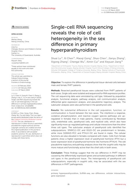 Pdf Single Cell Rna Sequencing Reveals The Role Of Cell Heterogeneity In The Sex Difference In