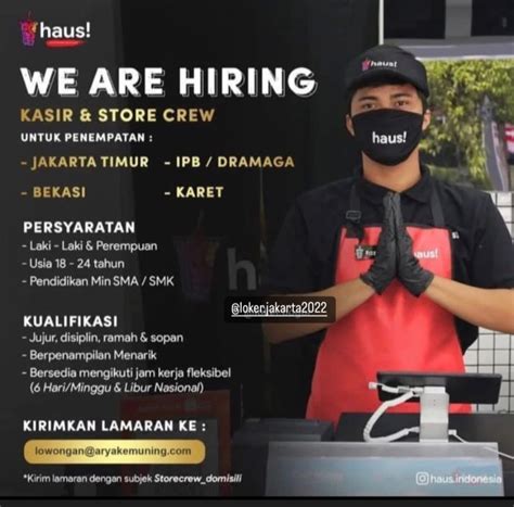 Lowongan Kerja Kasir Store Crew Di Haus Indonesia Nugasin