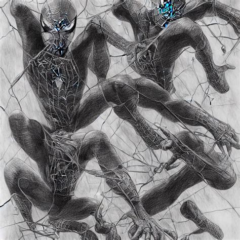 Spider Man In Berserk Kentaro Miura Pencil Drawing Stable