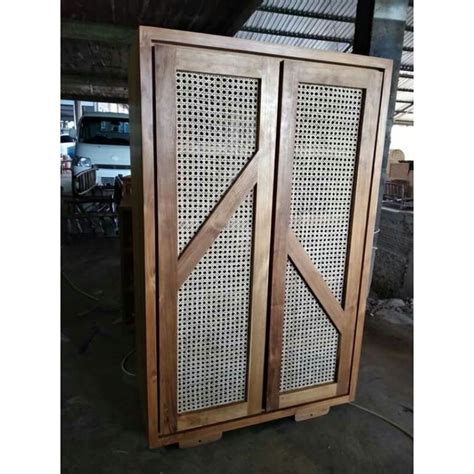 Jual Lemari Pakaian Kayu Jati Mix Rotan Wardrobe Scandinavian Concept