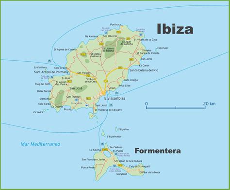 Map of Ibiza and Formentera - Ontheworldmap.com