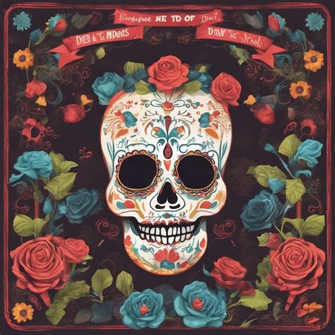 Premium Ai Image Colorful Day Of The Dead Skull Image Ai Generated