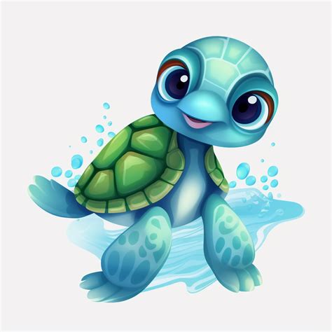 Cartoon Super Cute Baby Sea Turtles Clipart Transparent Background