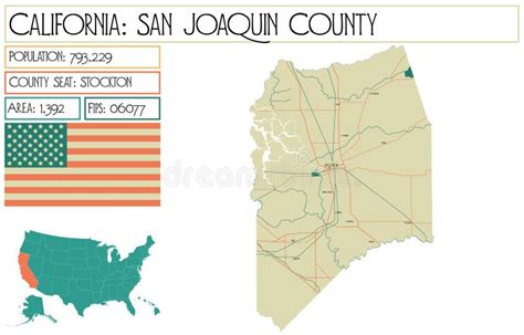 Large and Detailed Map of San Joaquin County Stock Vector ...