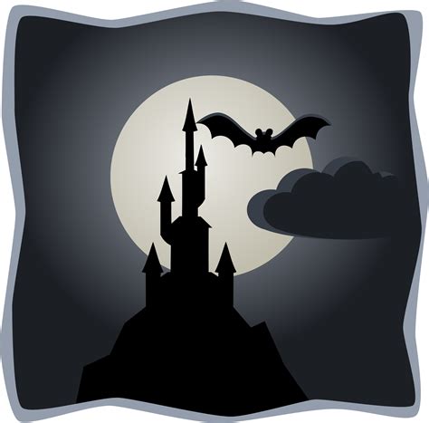 Clipart - Spooky castle in full moon