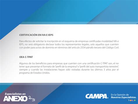 Datos Particulares Del Esquema Integral De CertificaciÓn Campa