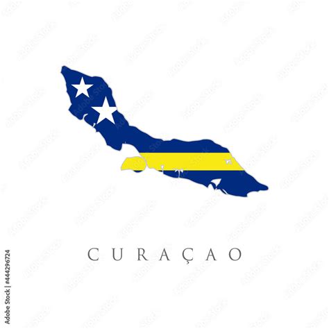 Curacao map colored with flag colors isolated vector illustration ...