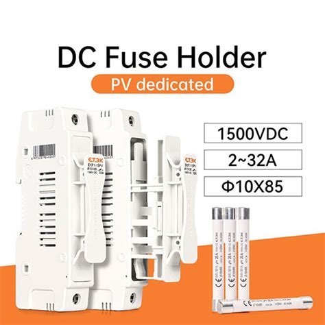 ETEK 1500VDC 2 50A Rail Mount Photovoltaic PV Solar Fuse Holders For