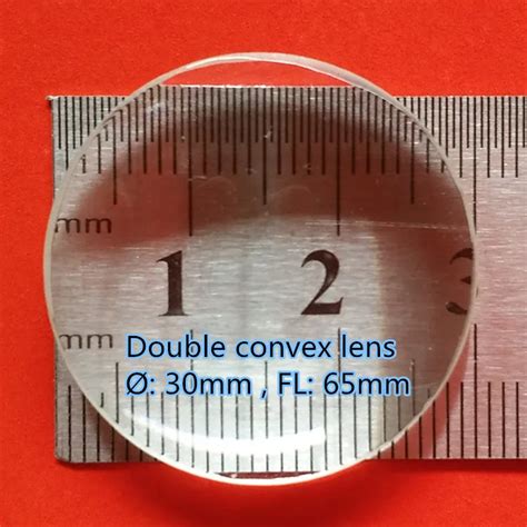 2 Pcs Double Convex Biconvex Glass Lens 30mm Diameter 65mm Focal Length For Physical Optical