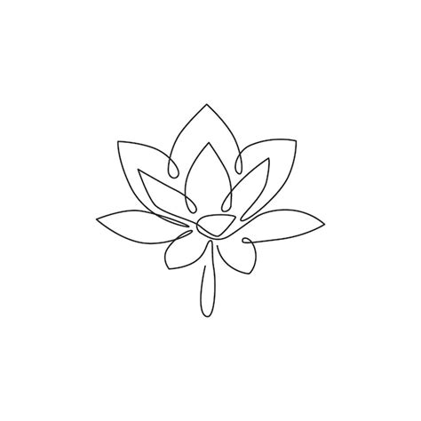 Premium Vector One Continuous Line Drawing Of Beauty Fresh Lotus