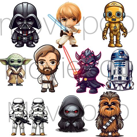 Pack Of 10 Cute Star Wars Clipart In Pop Figure Style Adorable