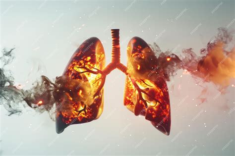 Premium Photo | Burning lungs with smoke illustration human respiratory system in danger health ...