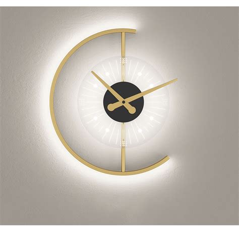 Modern style Nordic LED Clock golden black Wall Lamp For Bedside Corridor Aisle Wall Clock lamp ...