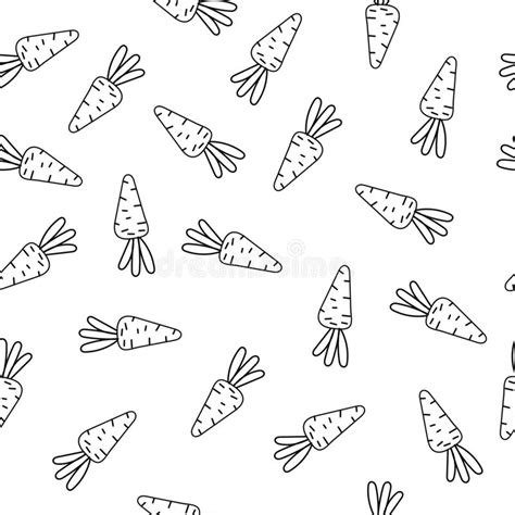 Seamless Pattern Hand Drawn Carrot Doodle Sketch Style Icon