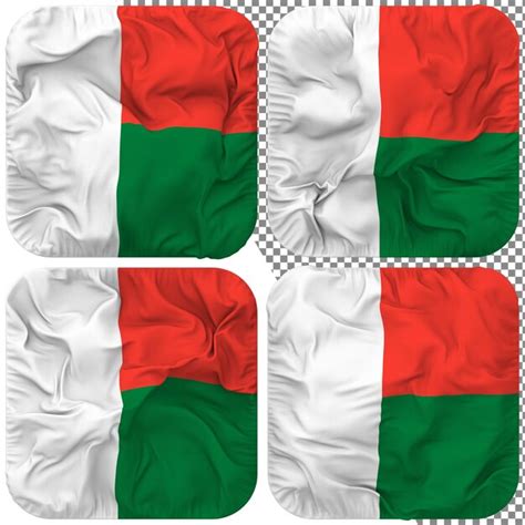 Madagaskar Flagge Knappenform Isoliert Unterschiedlicher Wehender