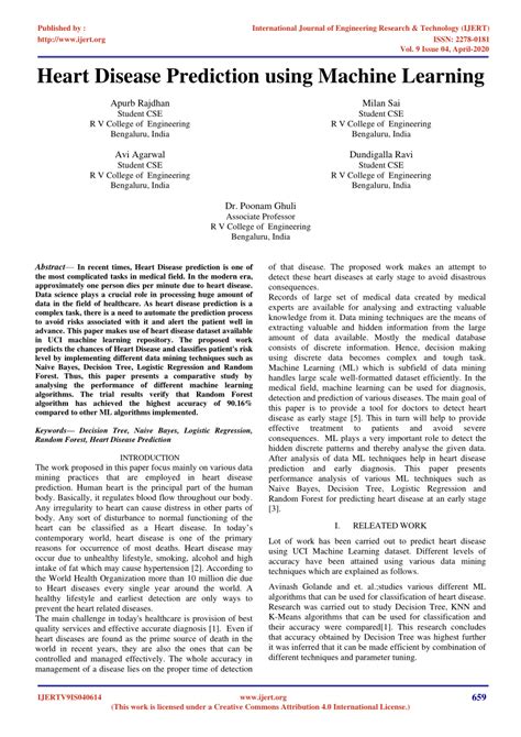 Pdf Heart Disease Prediction Using Machine Learning