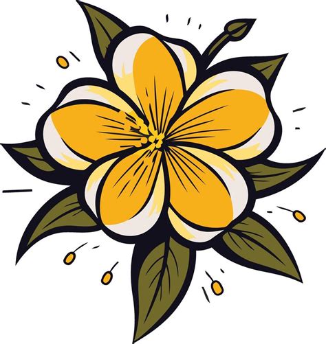 A Cheerful Hand Drawn Illustration Of A Bright Yellow Flower With