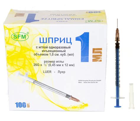 Купить Шприц 1 мл туберкулиновый СФМ (3-х комп.) съемная игла 26G(0 ...