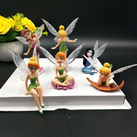 6pcs Tinkerbell Tinker Bell Fairy Girls Dolls Figures Cake Topper Party