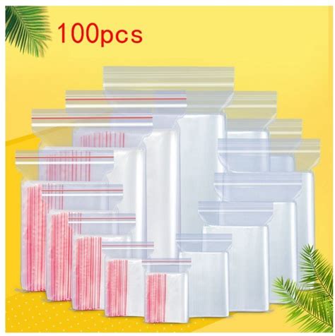 Pcs Zip Lock Plastic Bags Reclosable Transparent Bag Clear