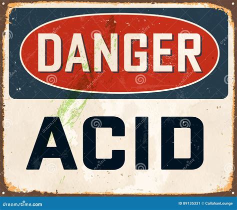 Vintage Rusty Danger Acid Metal Sign. Stock Vector - Illustration of ...