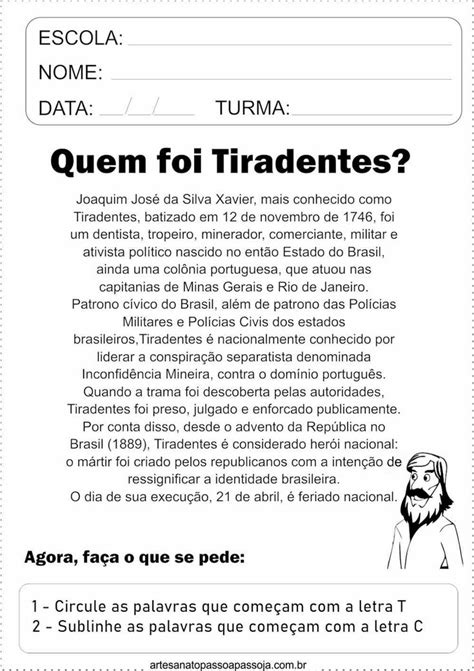 21 de abril Dia de Tiradentes 10 Atividades para educação Infantil