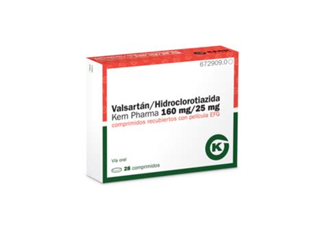 Valsartán Hidroclorotiazida Kern Pharma EFG 160 mg 25 mg 28 compr recub