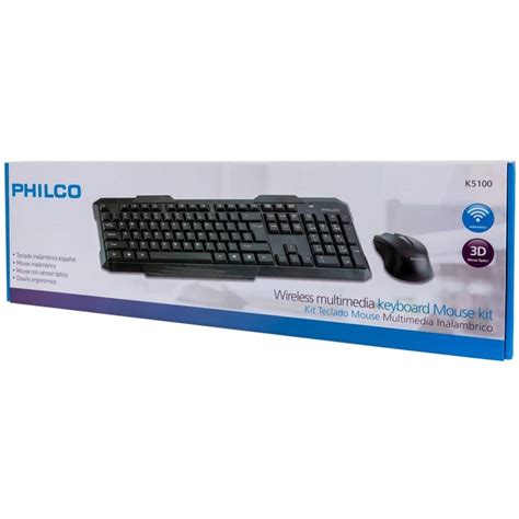 Ripley KIT MOUSE Y TECLADO INALAMBRICO USB NEGRO K5204 PHILCO