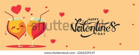 Happy Valentines Day Banner Design Cheerful Stock Vector Royalty Free