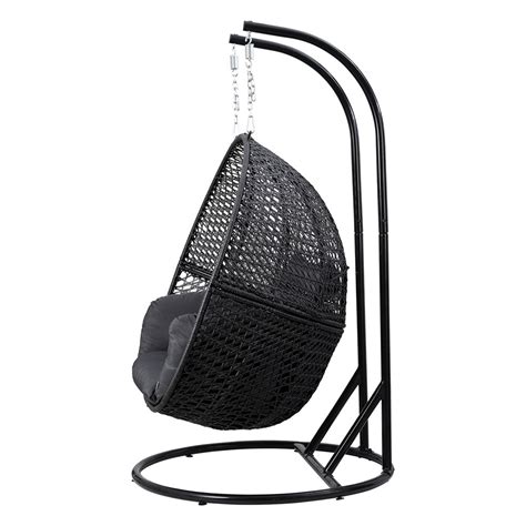 Gardeon Outdoor Egg Swing Chair Hanging Pod Chair Wicker Cushion 2 Per