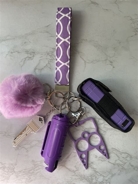 Purple Lotus Piece Keychain Set In Keychain Set Self Defense