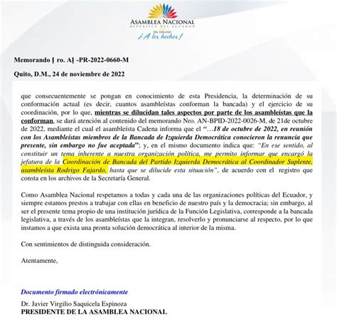 Ecuadorinmediato On Twitter URGENTE La AsambleaEcuador Reconoce