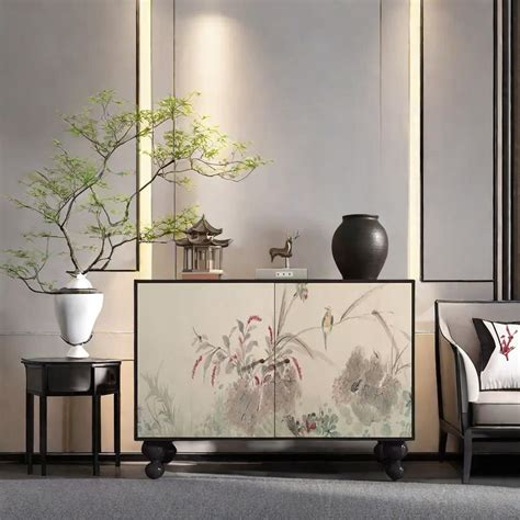 Vivid Space Creation Elegant Storage Cabinet With Solid Wood Legs