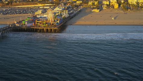 Aerial view of The Santa Monica Pier on January 1, 2012. Aerial view of ...