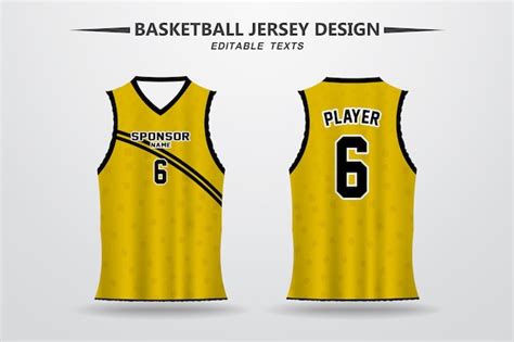 Premium Vector | Black and yellow basketball jersey design for printing