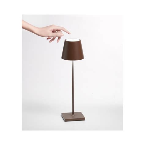 Lampada A Led Da Tavolo Poldina Pro Corten Ricaricabile E Dimmerabile