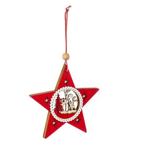 Colgante De Madera Estrella De Navidad Con Calado D Colgante