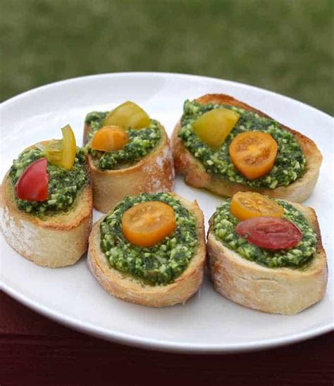 Classic Basil Pesto Crostini Cooking Chat