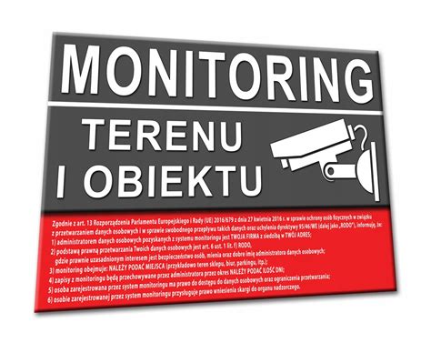 Tabliczka Tablica Rodo Obiekt Teren Monitorowany Tabliczka Teren