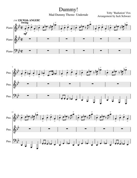 Dummy Undertale Sheet Music For Piano Mixed Trio