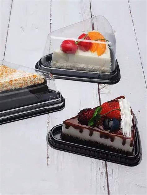 15pcs Triangle Clear PP Cake Slice Containers Transparent Cheese Cake