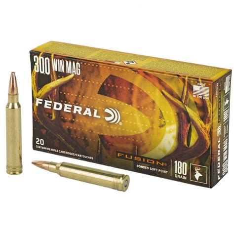 Federal Fusion 300 Winchester Magnum Ammo 180gr Boattail 20 Round Box